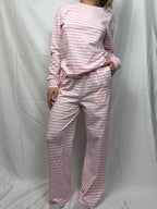 Pink Striped Long Sleeve Lounge Set