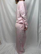Pink Striped Long Sleeve Lounge Set