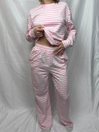 Pink Striped Long Sleeve Lounge Set
